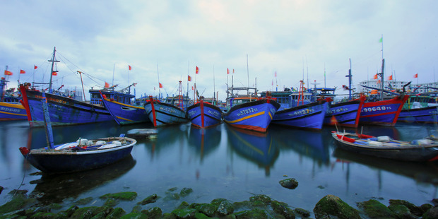 Fishing boats are docked in Tho Quang port, Danang, Vietnam. Photo / AP