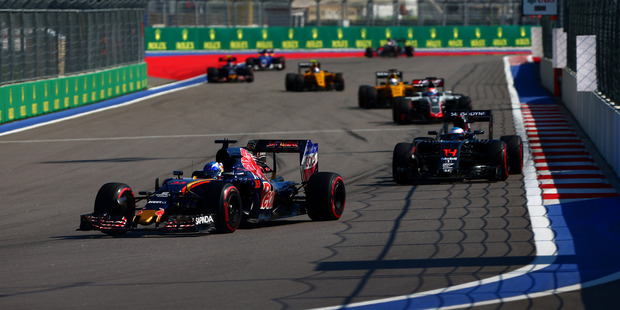 Max Verstappen leads cars during the Formula One Grand Prix of Russia. Photo / Getty Images
