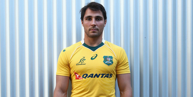 Wallabies halfback Nick Phipps models the new Wallabies jersey. Photo / Getty Images