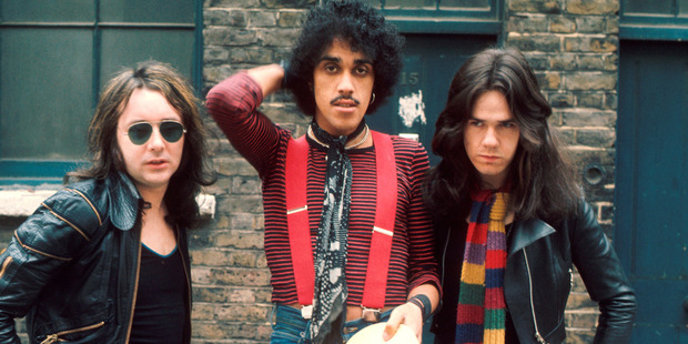 Brian Downey, Phil Lynott and Gary Moore of Thin Lizzy.