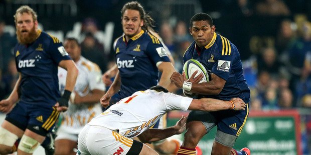 Waisake Naholo of the Highlanders is tackled during the Super Rugby Qualifying Final match. Photo / Getty Images