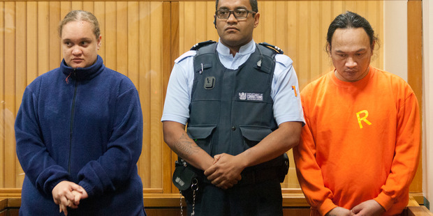 Tania Shailer and David William Haerewa in court for the murder of the toddler in Taupo. Photo / Andrew Warner.