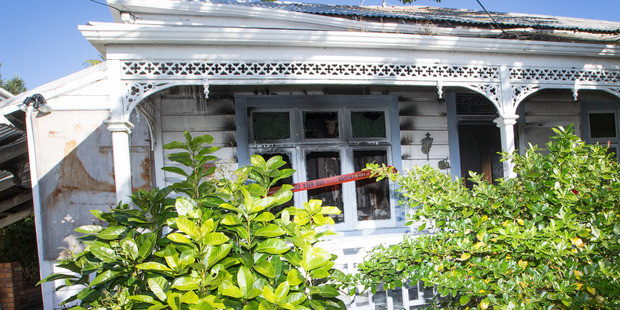 The fire-damaged villa at 70 Brown St in Ponsonby. Photo / Nick Reed
