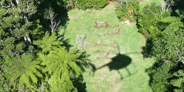 A help sign made by the missing trampers. Photo / Supplied