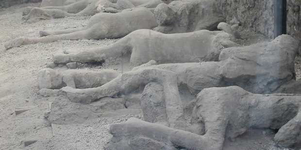 Buried family in the walled garden at Pompeii. Photo / File