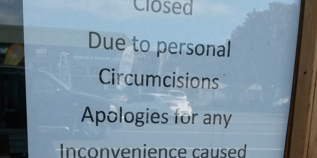Sign in local shop window suggests spellcheck issues, says Phillip. Photo / Supplied