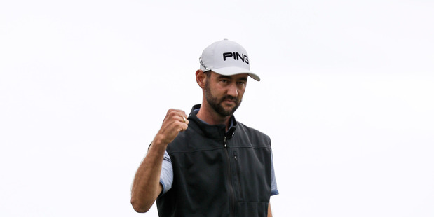 Pieter Zwart celebrates winning the Autex Muriwai Open, Muriwai Golf Club. Photo / Simon Watts
