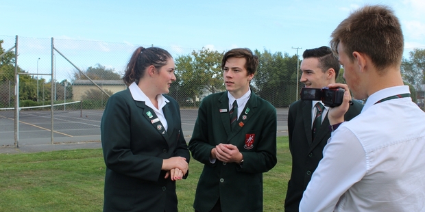 ON SCREEN: Rangitikei College students Gillian Bowler, Sam Hunter, Fionn O'Gorman and Zac Scott have been preparing the school's submission on the Rangitikei District Council annual plan. PHOTO/SUPPLIED