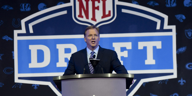 NFL Commissioner Roger Goodell opens up the 2016 NFL football draft. photo / AP