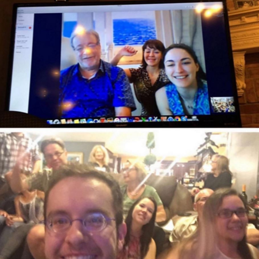 The Katz and Belzhitsky families Skype together on Passover. Photo:  Courtesy of Jess Katz The Washington Post 