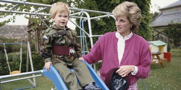 Prince Harry, July 1986, accompanied by his mother, Diana, Princess of Wales. Photo / Getty Images