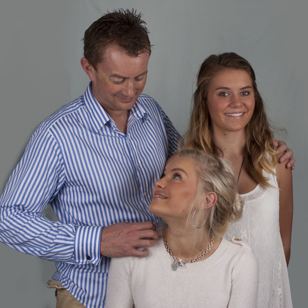 Mark Longley with his daughters Emily Longley and Hannah Longley. Photo / Supplied