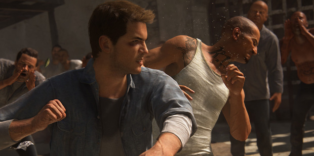 Nathan Drake gets into a bruising prison fist fight in the introduction for Uncharted 4: A Thief's End.