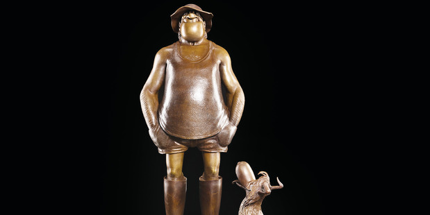 The bronzed representation of two of cartoonist Murray Ball's most famous characters - Wal and Dog. Photo / Supplied