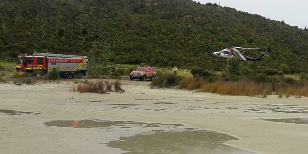 Police, fire, ambulance and the Northland Electricity rescue helicopter went to the Kai Iwi Lakes Campgrounds after a man got into trouble in the water.