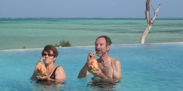 Gail Smaill and Chris Smaill on holiday in Zanzibar. Photo / Supplied