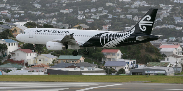 An Air New Zealand Airbus landing at Wellington Airport. Airbus beat a company target for deliveries last year.