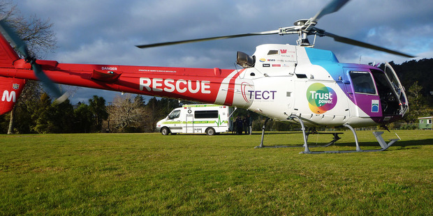 Tauranga-based Trustpower TECT Rescue Helicopter airlifts injured patient to Whakatane Hospital. File photo.