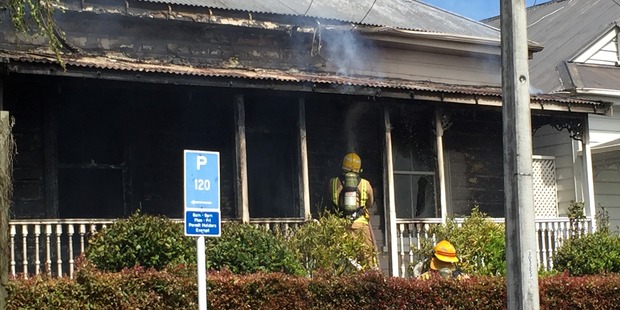 A dozen firefighters were called to the blaze. Photo / Daniel Hines