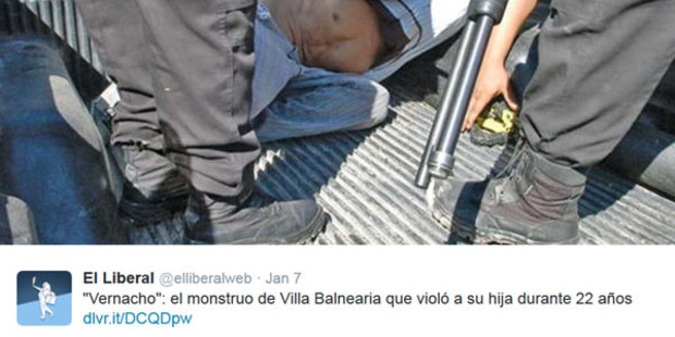 Domingo Bullicio aka Vernacho has been arrested after the discovery that he had kept his daughter hostage for 22 years. Photo: El Liberal / Twitter