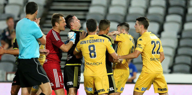 Mariners and Phoenix players during an altercation. Photo / Getty