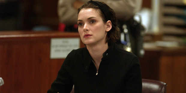 Winona Ryder listens to arguments during the sentencing phase of her shoplifting trial. Photo / Getty Images