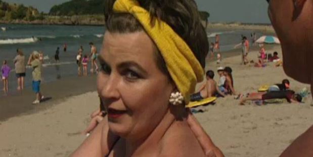 Topp Twins at the beach. Photo / NZ on screen