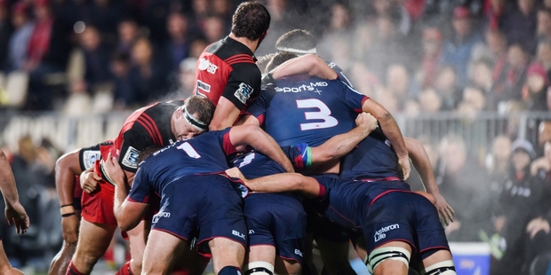 The Crusaders ended up trapped into defending against what seemed like a never-ending advantage to the Reds on Friday night. Photo / Getty Images