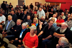 A packed meeting with irate Otaika Valley residents. Photo / John Stone