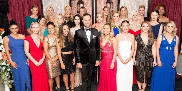Jordan Mauger with the cast of The Bachelor NZ.