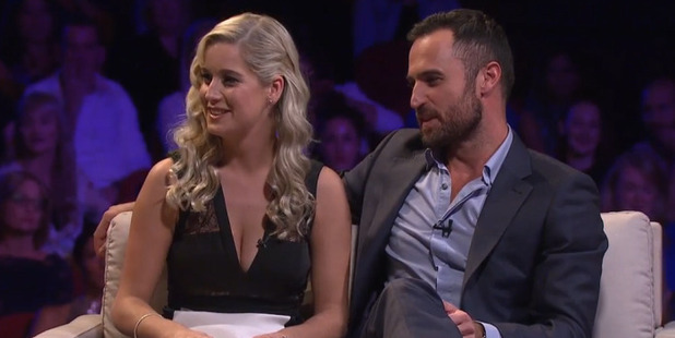 Fleur and Jordan during the 'Women Tell All' episode of The Bachelor NZ.