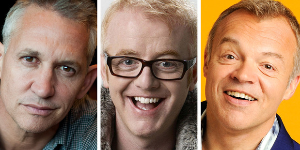 Gary Lineker, Chris Evans and Graham Norton. Photo / Getty Images, NZH, Supplied