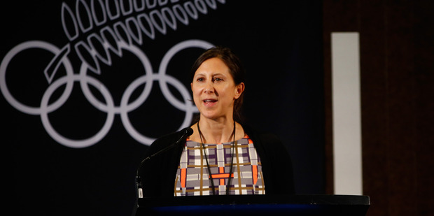Chantal Brunner speaks during the New Zealand Olympic Committee Annual General Meeting. Photo / Getty Images
