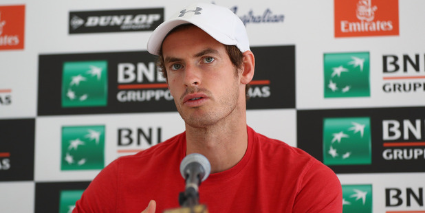 Andy Murray talks to media during day three of The Internazionali BNL d'Italia. Photo / Getty Images
