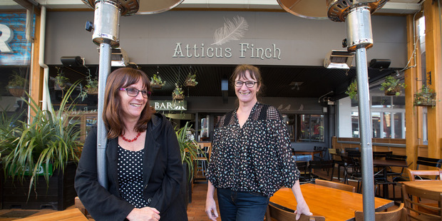 Kay Thompson pictured with her sister Cherry Te Kiri outside their restaurant Atticus Finch.