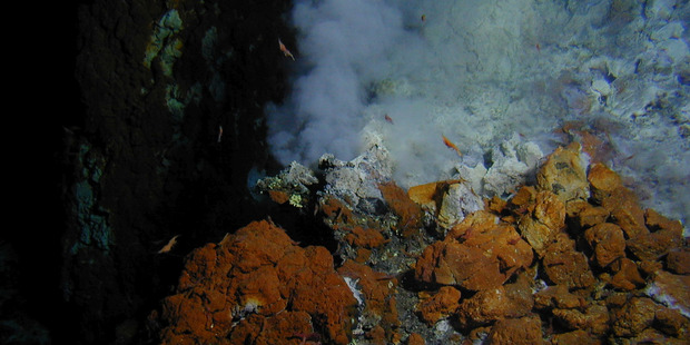 A picture NIWA marine ecologist Dr Malcolm Clark captured of Brothers Volcano in the Kermadec Arc venting during a deep-sea expedition in 2013. Photo / Malcolm Clark