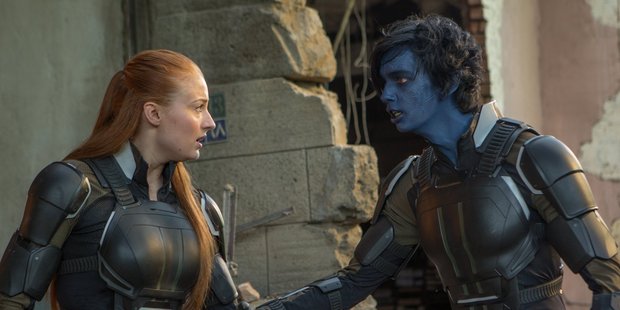 Sophie Turner and Kodi Smit-McPhee in a scene from the movie X-Men: Apocalypse.