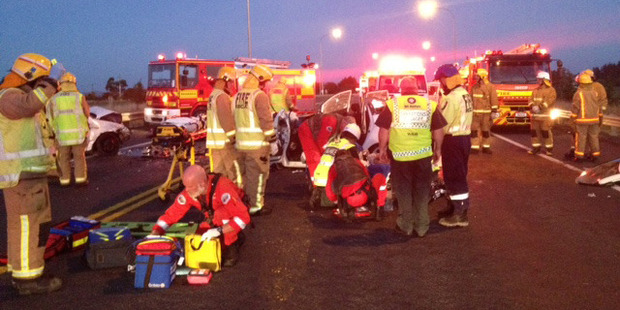 Emergency services were called to the crash at the intersection of State HIghway 2 and Rawiri Rd in Mangatawhiri. / Photo / Auckland Westpac Rescue Helicopter