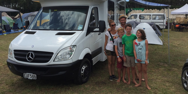 Tristram Clayton with family at the Splore festival. Photo / Tristram Clayton