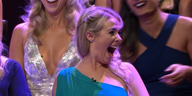 Danielle reacts during last night's The Bachelor: Women Tell All special.