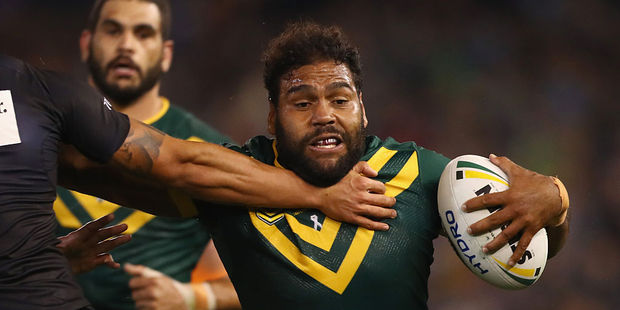 Sam Thaiday during the International Rugby League Trans Tasman Test where he was put in a "chicken wing" tackle by club teammate Adam Blair. Photo / Getty
