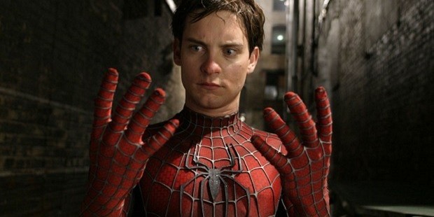 Actor Tobey Maguire as Spider-Man.