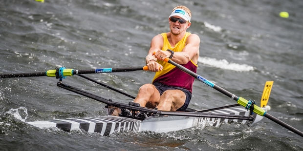 Tauranga rowers Adam Ling, pictured, and Toby Cunliffe-Steel will compete for an Olympic spot in Lucerne later this month.