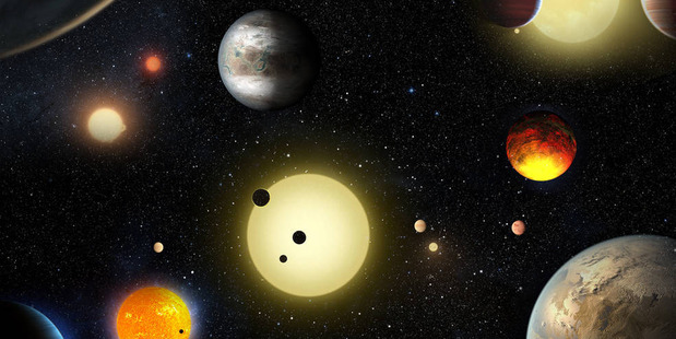 This artist's concept depicts select planetary discoveries made to date by Nasa's Kepler Space Telescope. Picture / Nasa