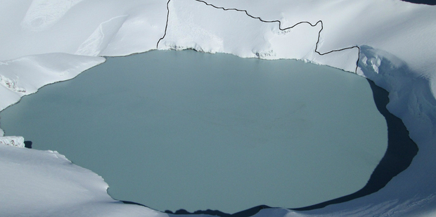 An aerial view of the crater lake on Mt Ruapehu. File photo