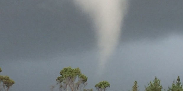 The tornado at Butlers Block, north of Ross yesterday. Photo / Geoff Cook