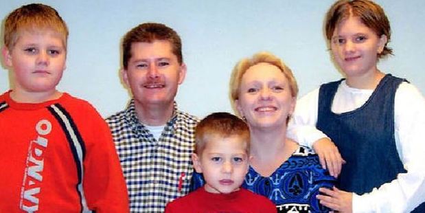 Erin Caffey (far right) with brothers Matthew (left), Tyler (centre), mother Penny and father Terry. Photo: YouTube