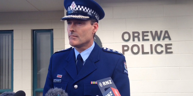 Inspector Mark Fergus holds a press conference at Orewa Police Station in relation to the woman found with serious injuries in the Dome Valley. Photo / File