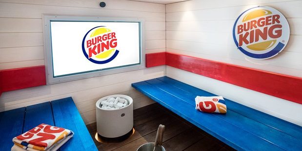 Finns love saunas so much, they've opened one in Burger King. Photo / Facebook
