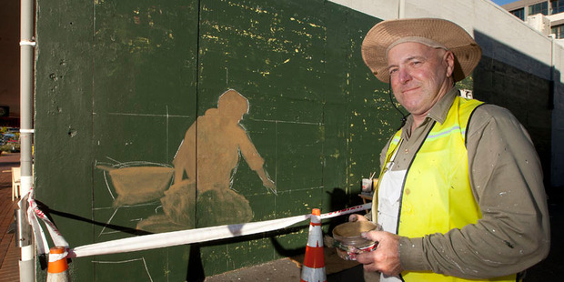Bela Ughy has begun work on a mural on Pukuatua Street Photo/Ben Fraser